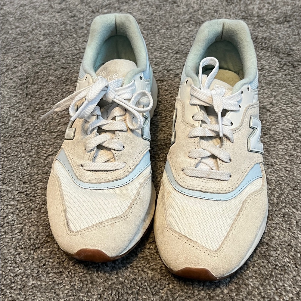 New Balance 997H Cream and Light Blue Sneakers